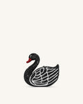 Kinsley Crystal Swan Clutch - Black