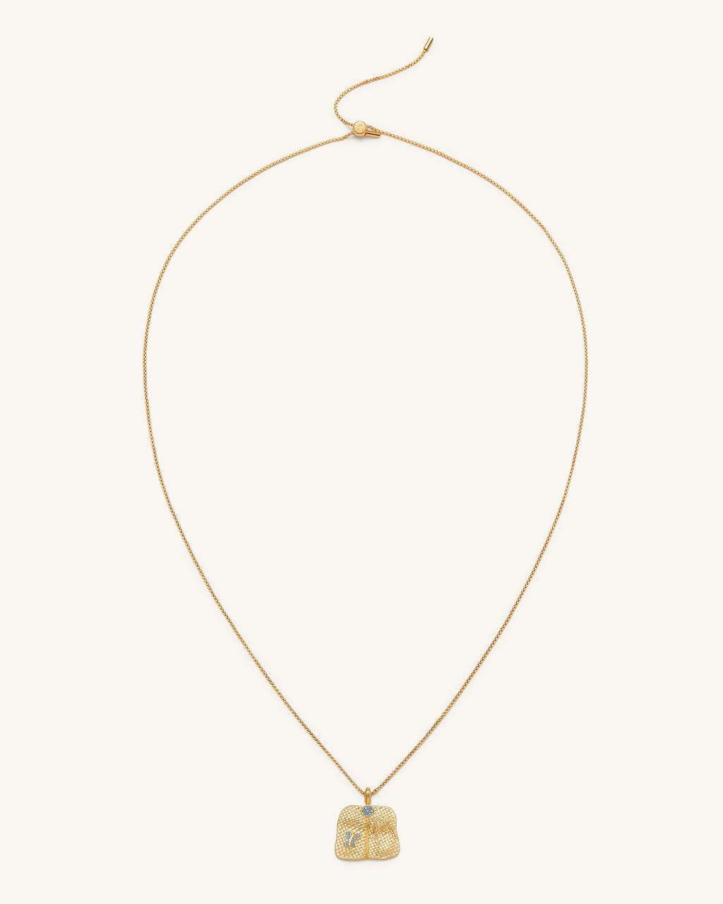 Plantain Fan Pendant Necklace - 18ct Gold Plated & Sea Blue Zircon & Green Nano
